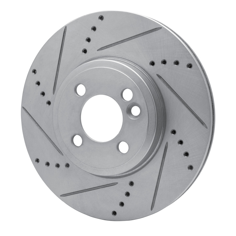 Mini Cooper Brake Rotor (1) - Front Left - R1 Concepts - Drilled & Slotted - Silver - `07-`15